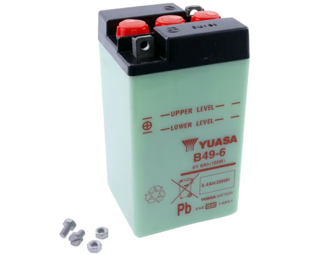 Batterie 6V 8Ah YUASA B49-6 sans acide de batterie
