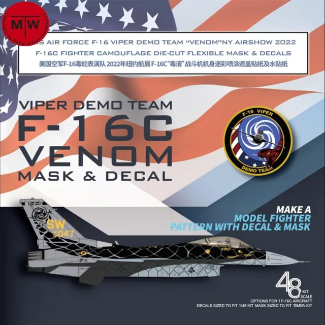 1/48 Viper Demo Team F-16C Venom Camouflage Mask & Decals for Tamiya 61098 61101