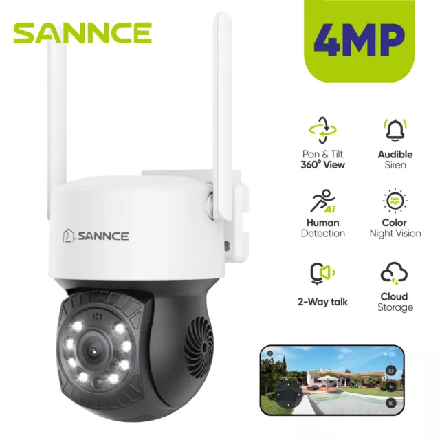 SANNCE 4MP Wireless WiFi Security Camera Two Way Audio Color Night Vision IP66