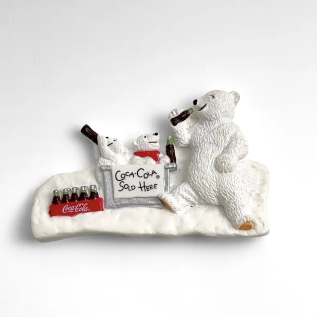 VTG Coca Cola Sold Here Polar Bear Baby Bears 3D Refrigerator Magnet Fridge 1996