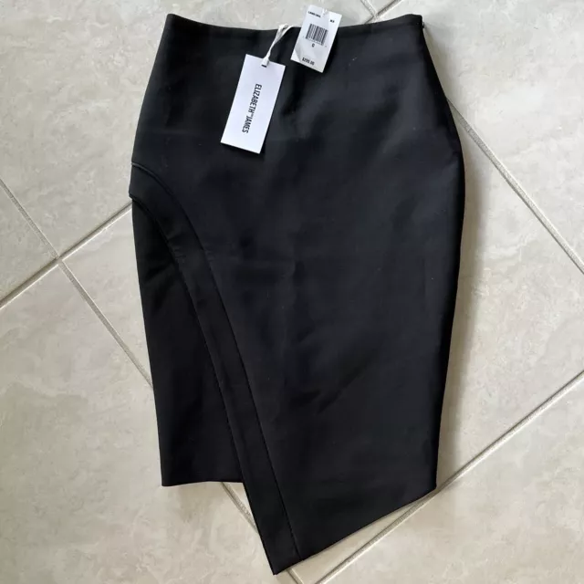 NWT Elizabeth and James Womens Side Zip Asymmetrical Pencil Skirt Black Size 0