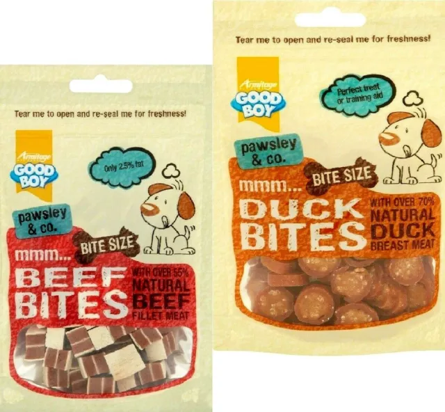 DELI BITES pawsley good boy dogs training treats bp beef duck natural meat chews