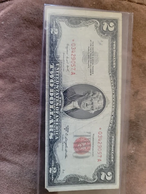 🌟 🌟 1953-B* Star Note $2 Two Dollar Bill. RED SEAL UNITED STATES NOTE! 🌟