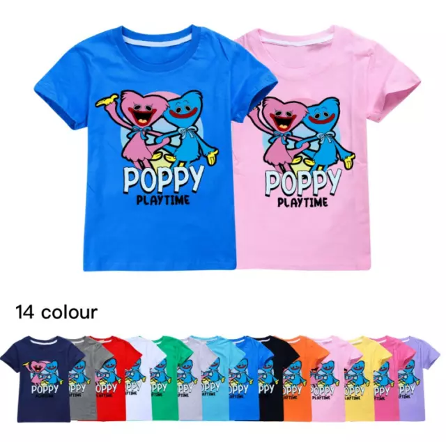 Kids T-shirt Poppy Playtime Huggy Wuggy Costume Short Sleeve Cotton Top Tees