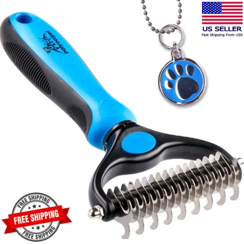 Brush Pet Dog Cat Grooming Hair Comb Remover Tool Fur Undercoat Rake Double-Side