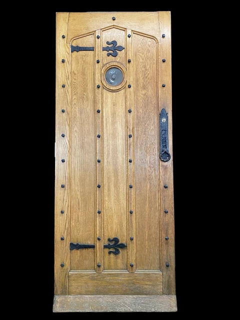 Solid Oak Front Door Old Period Antique Leaded Reclaimed Glazed Hardwood