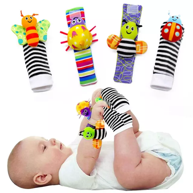 Lovely Infant Baby Kids Animal Hand Wrist Bells Foot Sock Rattles Soft Toys＊