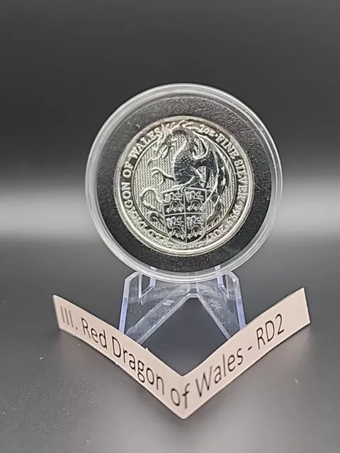 2017 UK Queen's Beasts Red Dragon Of Wales 2 oz .9999 Silver In Capsule RD2