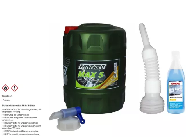 20L FANFARO MAX 5 80W-90 GL-5 LS API GL 5 LS Getriebeöl Gear Oil Auslaufhahn