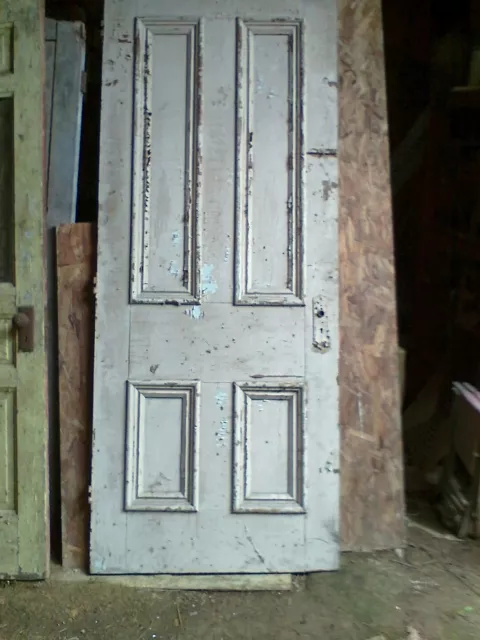 Antique Butternut Victorian late 1800's Solid Wood Door w/raised moldings 4 pane