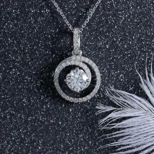 2Ct Round Cut Lab Created Diamond Women's Pendant 14K White Gold Plated Silver