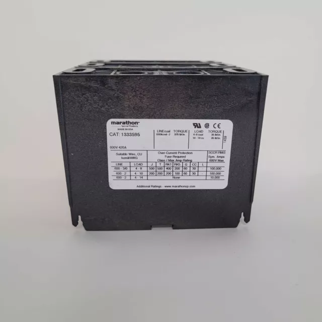 NEW IN BOX MARATHON Power Distribution Block 1333595 133 Series 600VAC 420AMP 3