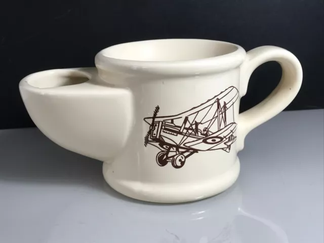 Royal Victoria Wade Pottery Ceramic Shaving Mug With Vintage Bi-Plane Design