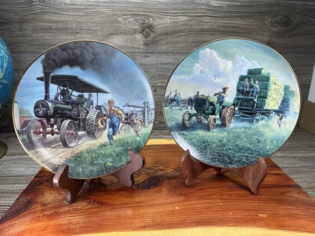 Danberry Mint  Farmland Memories Collector (2) Plates John Deere Farm Scene VTG