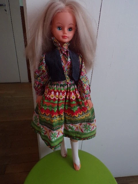 Poupée Ancienne Birge Vintage - Blonde Yeux Bleus En Celluloïd 42 Cm - Tenue D'origine