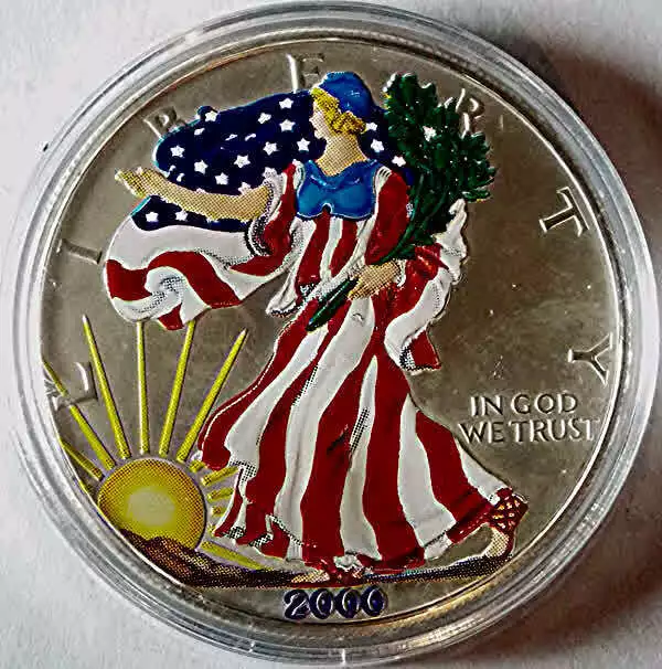 2000 Walking Liberty Colorized Silver Dollar.