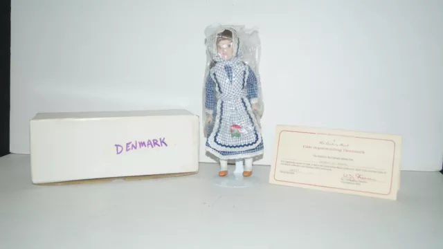 DOLLS OF THE WORLD Cale Representing Denmark 9" Doll by DANBURY MINT -NEW IN BOX