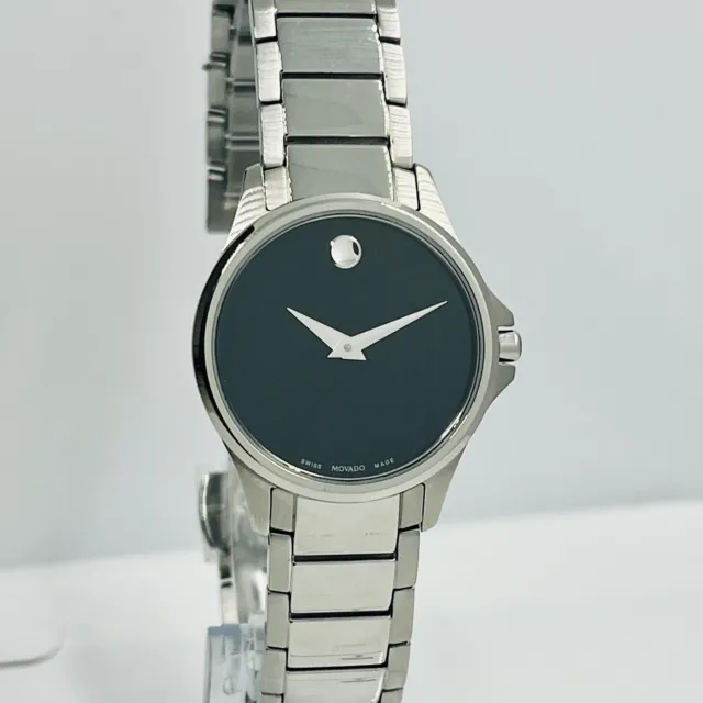 Movado Women's Museum Silver Stainless Steel Black Dial 28mm Watch
