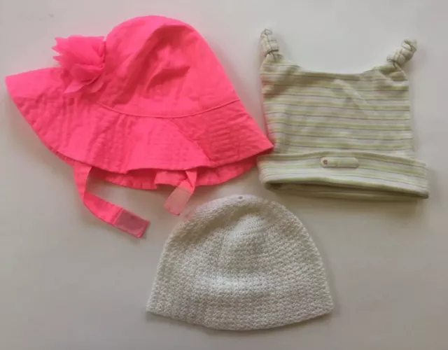 Baby Girl Summer Sun Hats Lot of 3. Sizes: Newborn -9 Months. Carter’s. Pink.