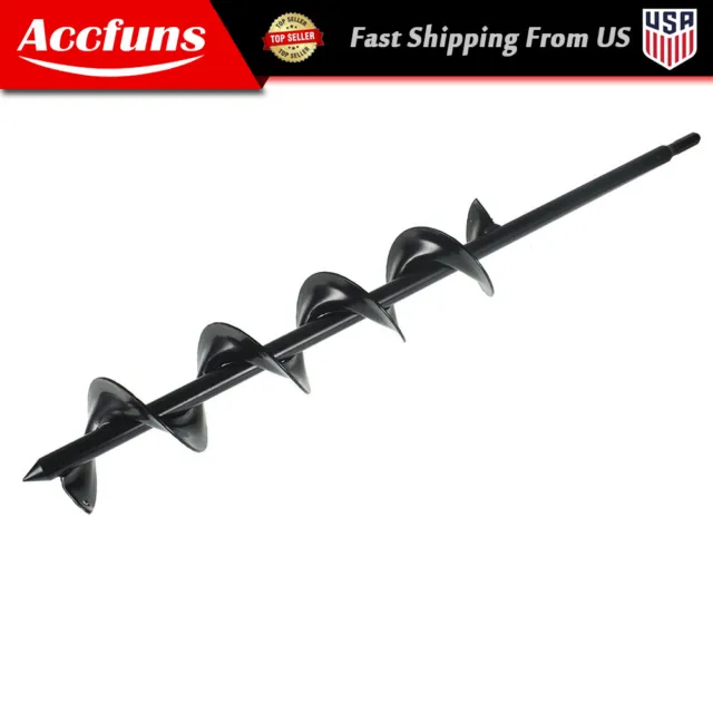 Auger Drill Bit 3"x24" Garden Plant Flower Bulb Rapid Planter Spiral Black