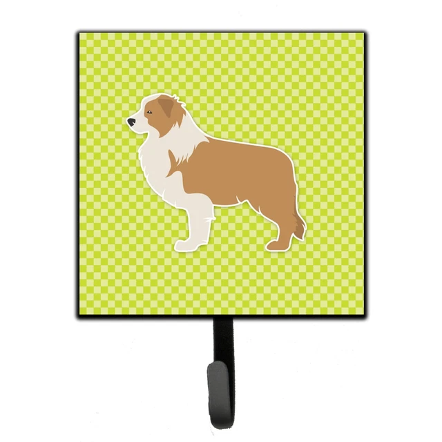 "Caroline's Treasures Red Border Collie Checkerboard Green Leash or Key Holde...