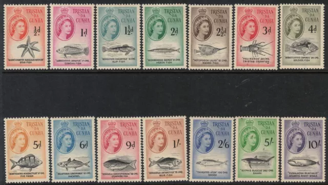 1960 Tristan Da Cunha Scott 28-41 Mint MH Full Queen Elizabeth 2 Fish Set