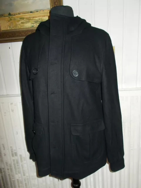 Veste  manteau duffle coat laine/polyester noir NIKITA T.1 38/40 brodé logo PF40