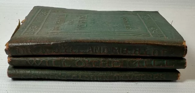 Lot 3 Antique Little Leather Library Books c1920~Stevenson~Dr Jekyll~Will Mill 3