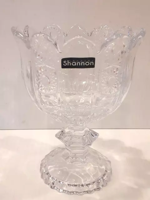 Shannon Pinewheel Crystal Footed Candy Bowl 5-3/4" Tall  Never been used