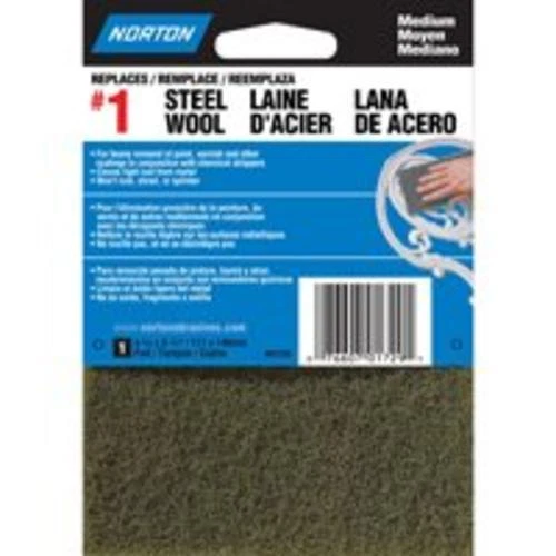 Norton 01729 Synthetic Steel Wool Pads 1Grade Medium, Charcoal