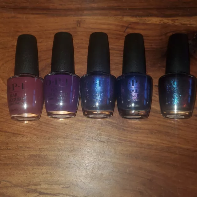 5 X OPI Nail Polish 15ml Each - Plum/Purple Type Colours. Matt And Shimmer