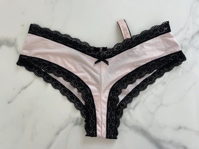 VICTORIAS SECRET PINK Black Lace Mesh Cheeky Panty Underwear M NWT Ships  Free £7.88 - PicClick UK