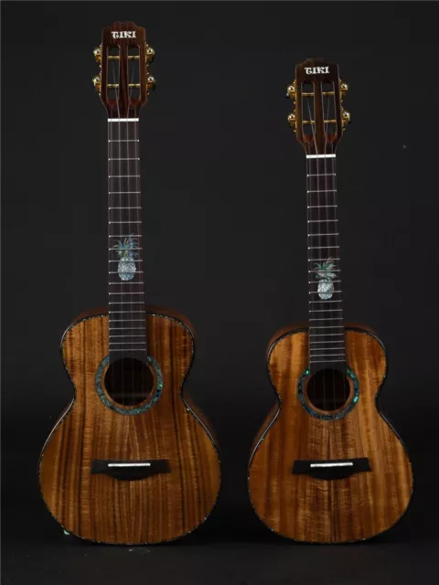 Full Solid Ukelele All solid koa wood 24 / 26 Inches Concert / Tenor Acoustic