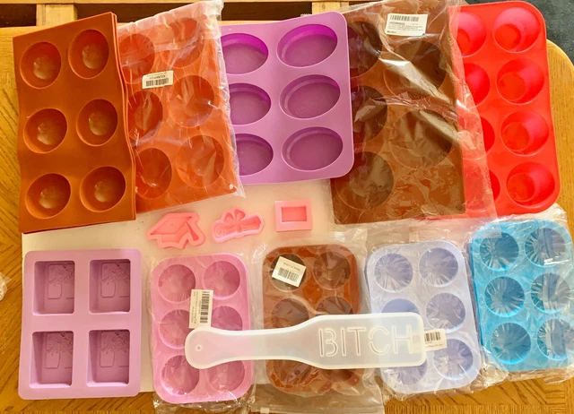12 Diff Silicone Molds-Bombs,Candy, Bitch, Easter Eggs,Spring Flowers,Graduation