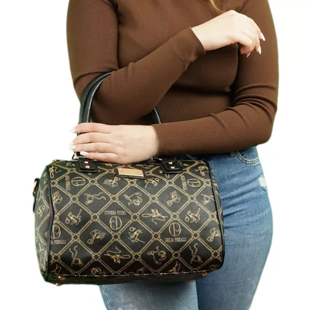 Giulia Pieralli - wunderschöne Bowlingbag Damenhandtasche mit Monogram-Design!
