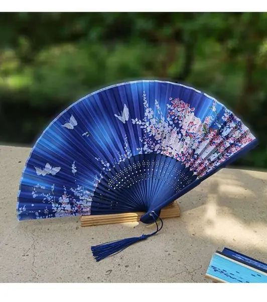 Hand Held Folding Floral Fan For Hot Weather Summer Menopause Cooling Cool