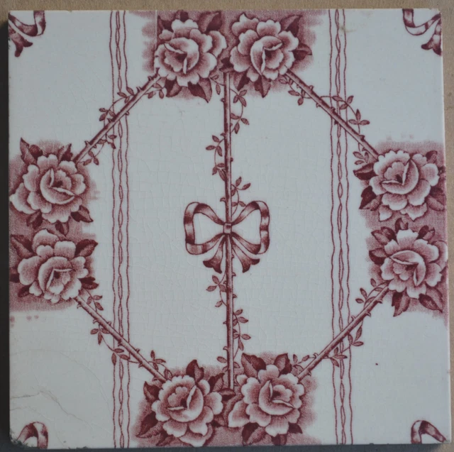 Antique England - Transfer Victorian Majolica Tile C1900