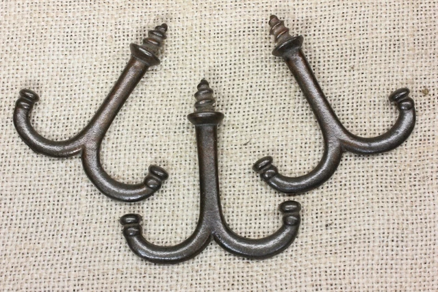 3 Old Coat Hooks Wardrobe Under Shelf School House Farm Vintage Mug Hangers