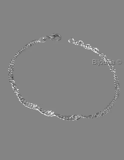 Bracelet De Cheville Argent Massif 925 - Chaîne Double - Bijou Femme Thanina