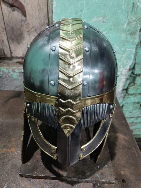 Medieval Steel Viking Nasal Helmet With Chainmail Hand Forged Sca/ Larp Decor