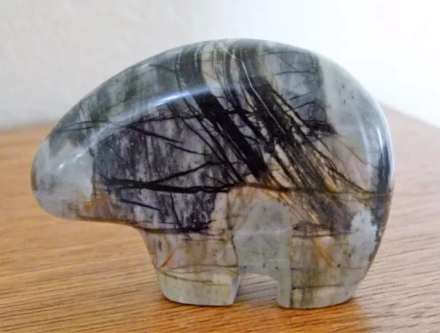 Med. sz Picasso Jasper ZUNI BEAR FETISH Polished Carving 160g. 5.6 oz.  3"  72mm