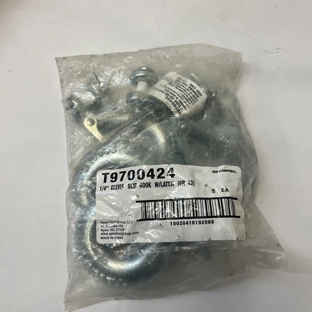 Campbell Clevis Slip Hook With Latch - T9700424 1/4" Lot Of 5