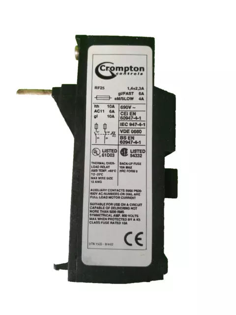 Crompton Overload Relay 1.4 - 2.3 A RF25/2.3