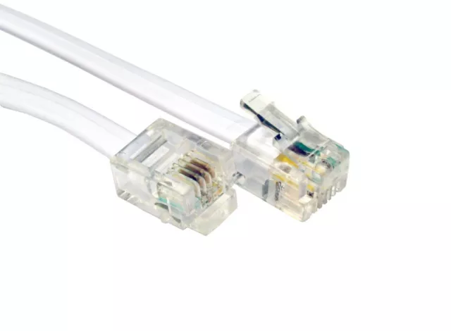 GC941 - 3 Metres WHITE RJ11-RJ11 ADSL MODEM CABLE LEAD 6P4C