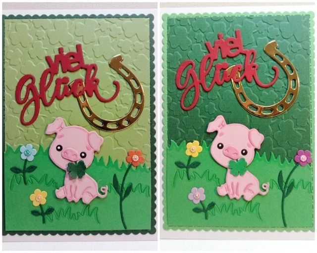 AUSWAHL: &amp;VIEL GLÜCK&amp; Hufeisen Glückwunschkarte Grußkarte Karte 100% ...