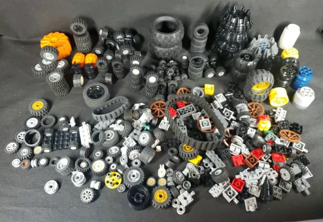 LEGO Technic Vehicle Replacement Parts Wheels Tires Rims Axels Gears Huge Lot