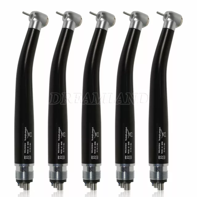 5Pcs Fit NSK Dental High Speed Handpiece Push Air Turbine 4Hole Black Yabang-B