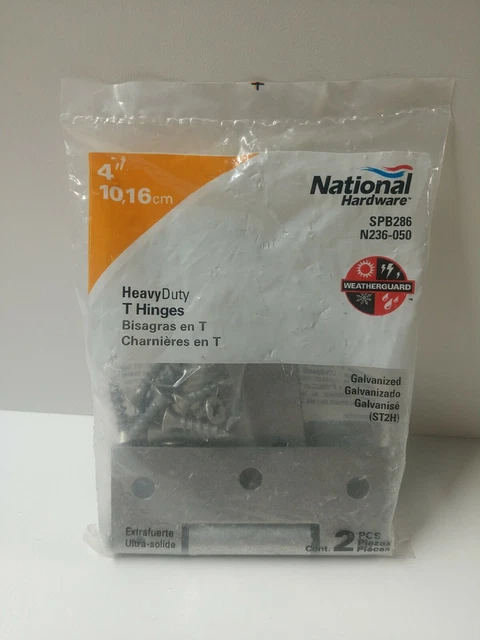 National Hardware N236-050 4 Inch T Hinge Heavy Duty Galvanized Steel 2 Pack