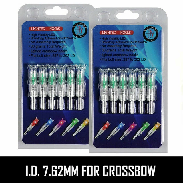 2 Packs (6Pcs/Pack) Green Lighted Nock New Long Time I.D. 7.62mm For Crossbow
