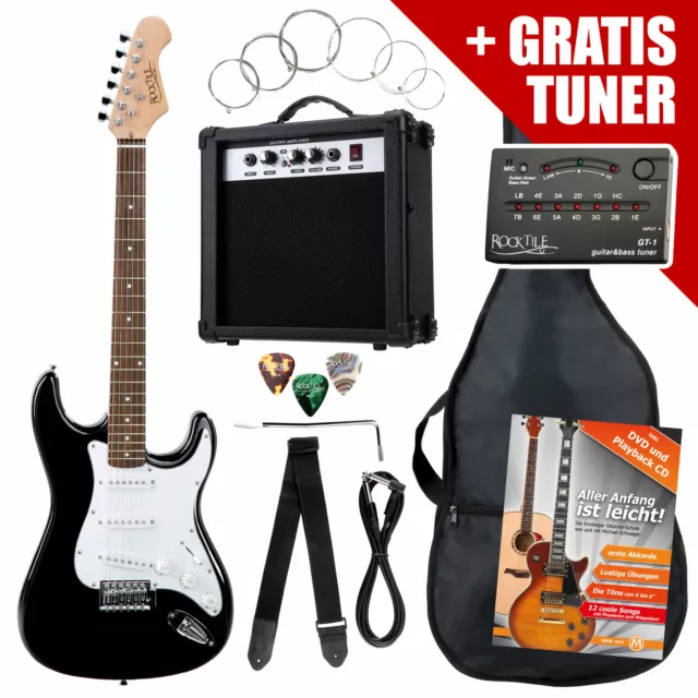 E-Gitarre Komplett Set Verstärker Amplifier Stimmgerät Tuner Gigbag Tasche Gurt